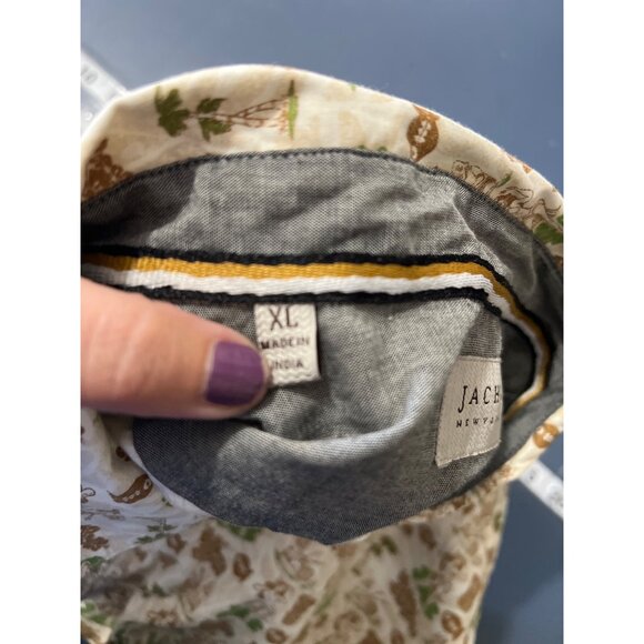 JACHS New York Mens Tiki Print Shirt XL Short Sleeve Button Up Tropical Resort - Picture 2 of 12